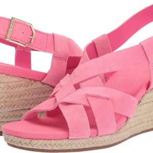 COLE HAAN 70mm Wedge SANDALS Size 10.5 US (8 UK 41 EUR) New Pink Suede